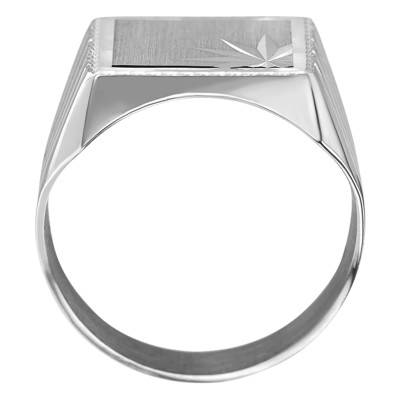 750 White Gold Faceted Square Signet Ring, 14 x 14 mm - Imperium