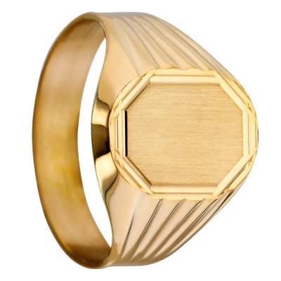 Yellow Gold 375/1000 Octagonal Signet Ring, 11 x 13 mm - Imperium
