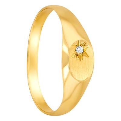 750/1000 Yellow Gold Oval Signet Ring 4 x 5.50 mm - Imperium