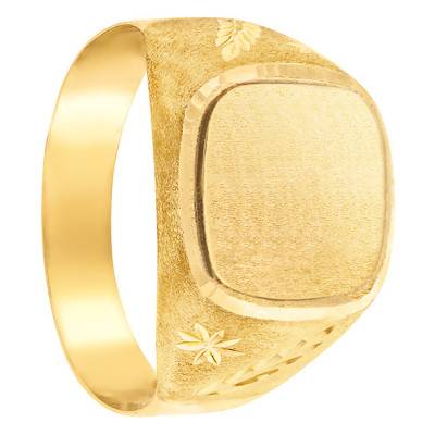 375/1000 Yellow Gold Rectangular Signet Ring, 13 x 14 mm - Imperium
