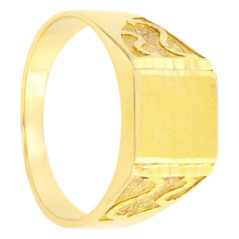 18K Yellow Gold Square Wave Signet Ring - Imperium