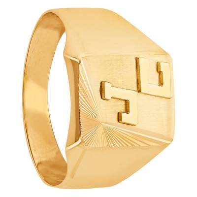 750/1000 Yellow Gold Initials Signet Ring, 11 x 12,50 mm - Imperium