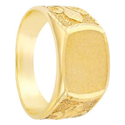 750/1000 Yellow Gold Barrel Fleur-de-Lis Signet Ring - Imperium