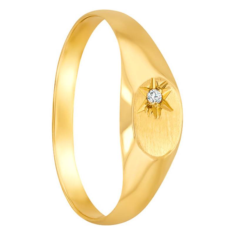 375/1000 Yellow Gold & Cubic Zirconia Oval Signet Ring 4 x 5.50 mm - Imperium