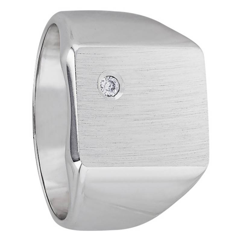 Rectangular 925 Silver & Zirconium Oxide Signet Ring - Imperium