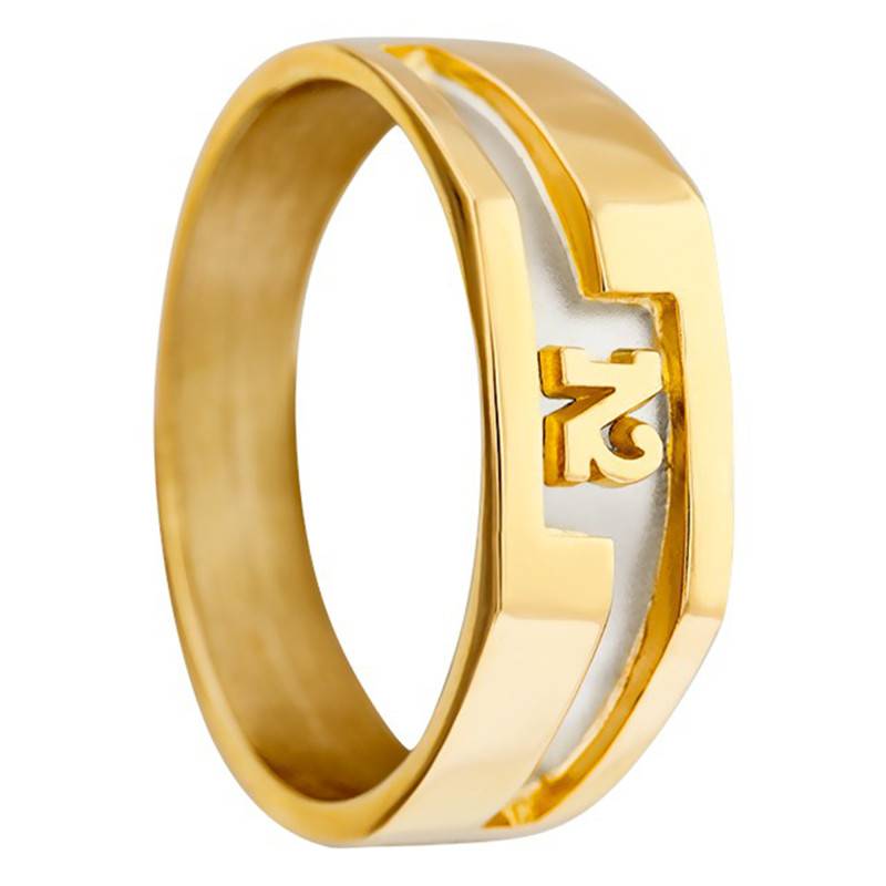 Two-Tone 375/1000 Yellow Gold Lightning Bolt Signet Ring - Imperium