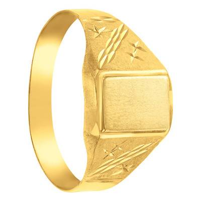 375/1000 Yellow Gold Rectangular Signet Ring, 5.50 x 8 mm - Imperium