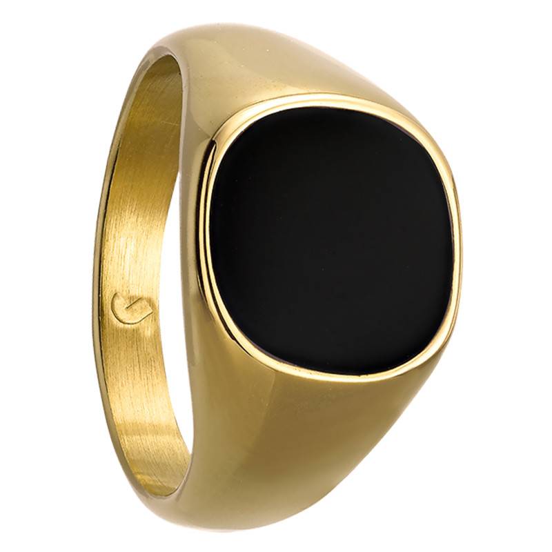 Black Resin Gold-Plated Veligenda Ring - JH120006R - Jourdan Bijoux