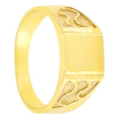 750/1000 Yellow Gold Wave-Pattern Signet Ring - Imperium