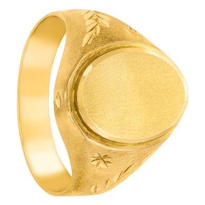 375/1000 Yellow Gold Oval Signet Ring, 11 x 14.50 mm - Imperium