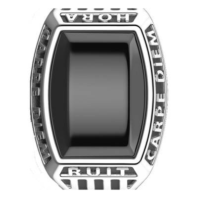 925 Silver & Onyx Cosmopolite Latin Inscriptions Signet Ring - EXA083 - Zancan