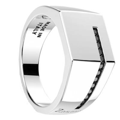 925 Sterling Silver & Black Spinel Insignia Signet Ring - ESA057 - Zancan