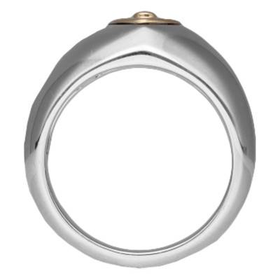 Chevalière Argent Coeur en Or Jaune 750 & Diamant - Rosatella