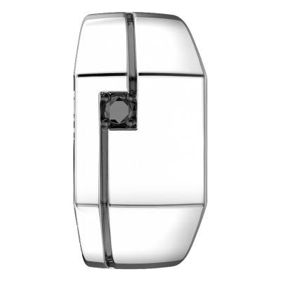 Chevalière Insignia Carré Spinelle Noire & Argent ESA053 - Zancan