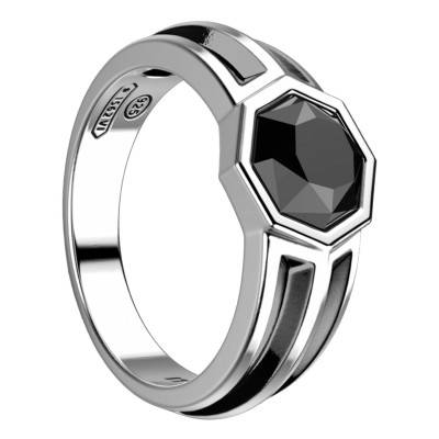 925 Silver & Onyx Cosmostone Signet Ring - ESA022 - Zancan