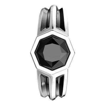 Chevalière Cosmostone Pierre Onyx & Argent ESA022 - Zancan
