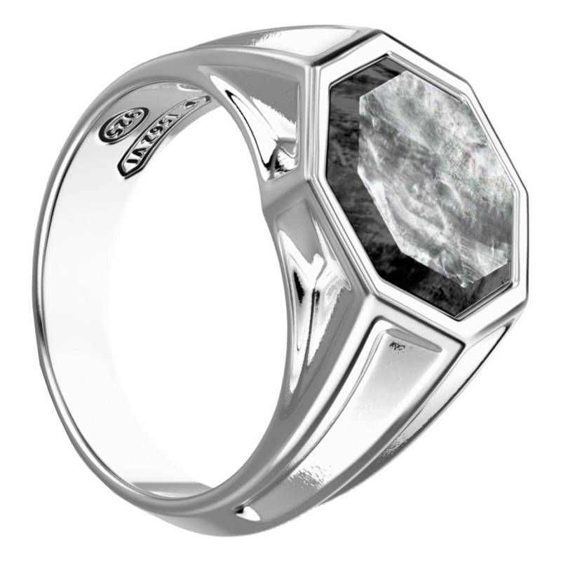 925 Silver & Mother-of-Pearl Cosmostone Signet Ring - ESA037 - Zancan