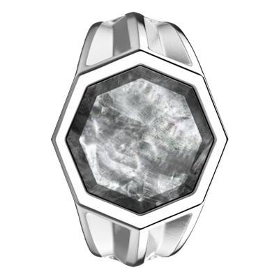 Bague Chevalière Cosmostone en Argent avec Pierre Nacre ESA037 - Zancan