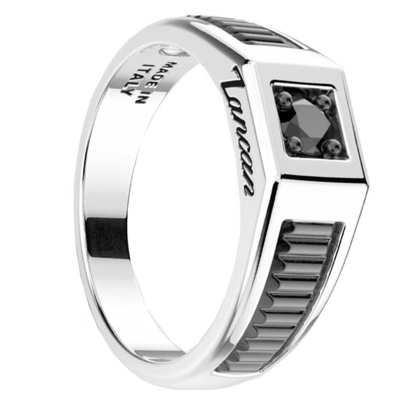 925 Silver & Black Spinel Insignia Signet Ring - ESA054 - Zancan