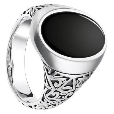 Black 925 Silver Signet Ring - TR2242-698-11 - Thomas Sabo
