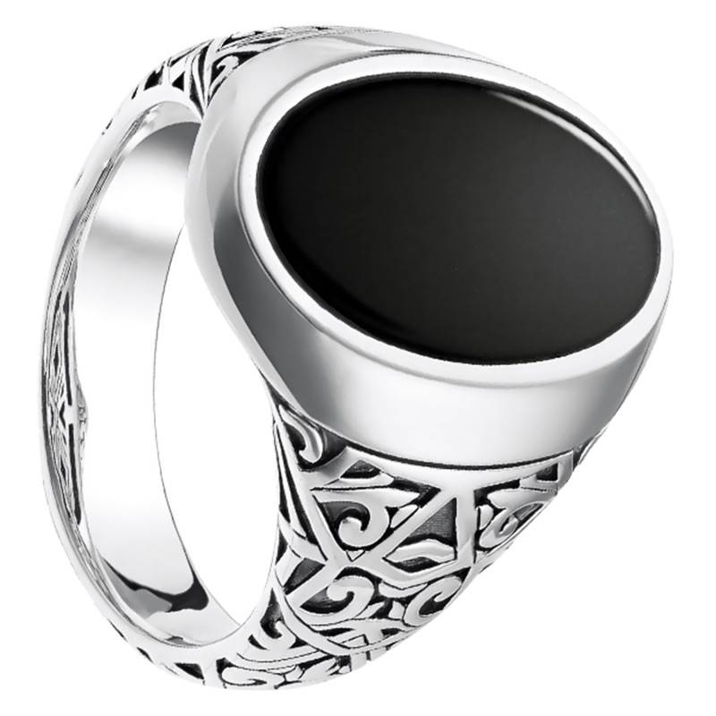 Black 925 Silver Signet Ring - TR2242-698-11 - Thomas Sabo