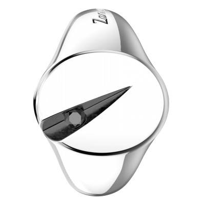925 Sterling Silver & Black Spinel Insignia Signet Ring - ESA051 - Zancan