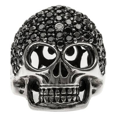 925 Silver & Black Stone Skull Signet Ring - Orus Bijoux