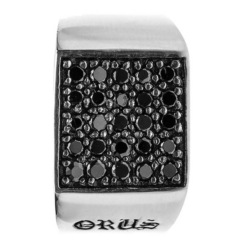 925 Silver & Black Zirconium Oxide Signet Ring - Orus Bijoux