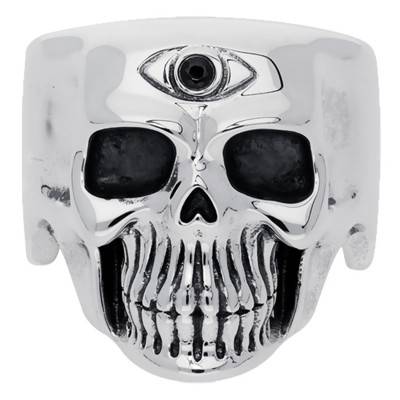 925 Silver & Zirconium Oxide Skull Eye Signet Ring - Orus Bijoux