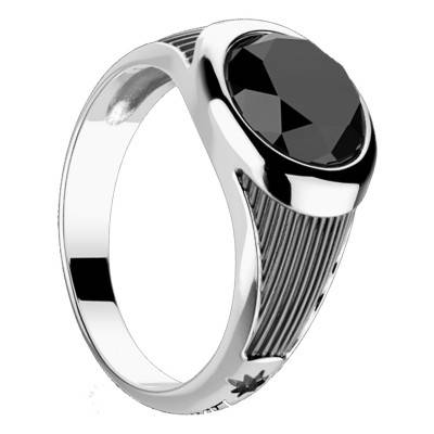 925 Silver Black Stone Band Ring - EXA217 - Zancan