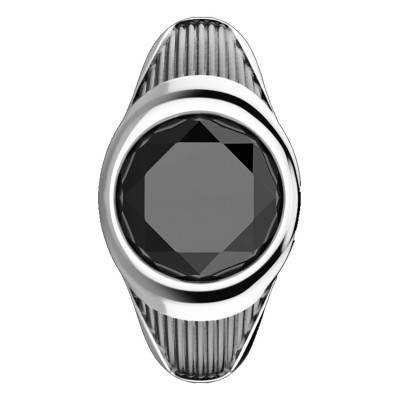 925 Silver Black Stone Band Ring - EXA217 - Zancan