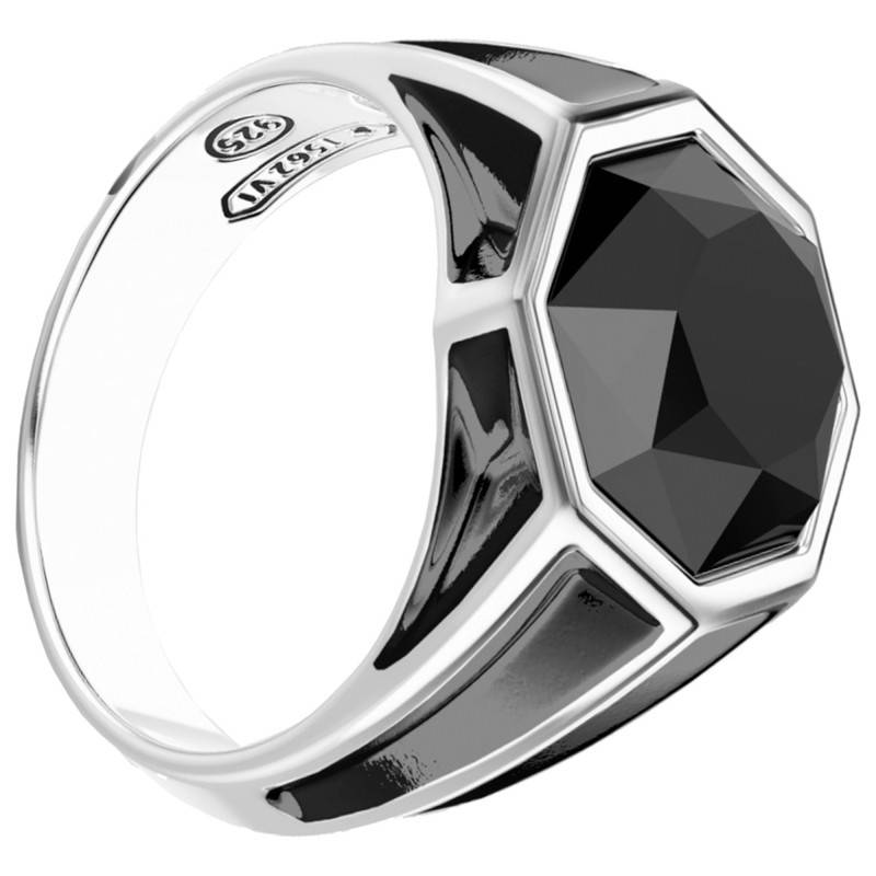 925 Silver & Onyx Cosmostone Signet Ring - ESA023 - Zancan