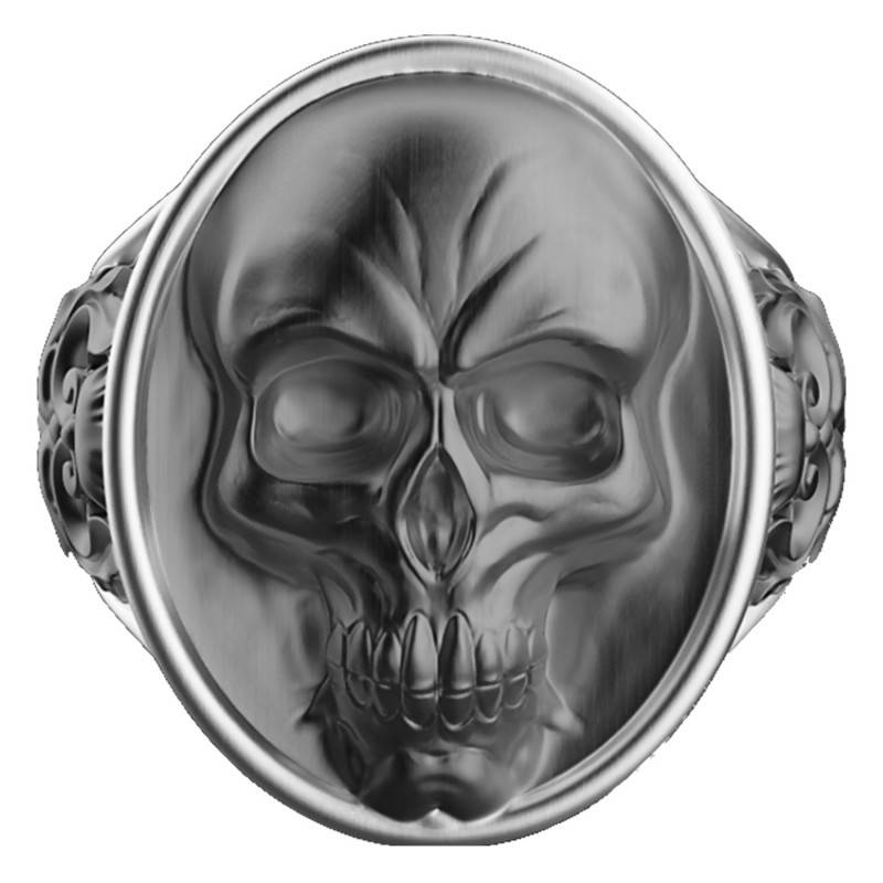 925 Silver Evanescent Skull Vendetta Signet Ring - EXA131 - Zancan