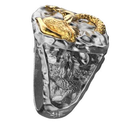 Bague Odissea Motif Sirène Doré en Argent 925 EXA229 - Zancan