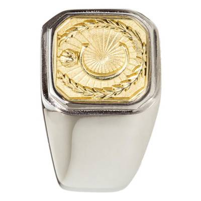Steel and Brass Alphabet Signet Ring - Thomas V