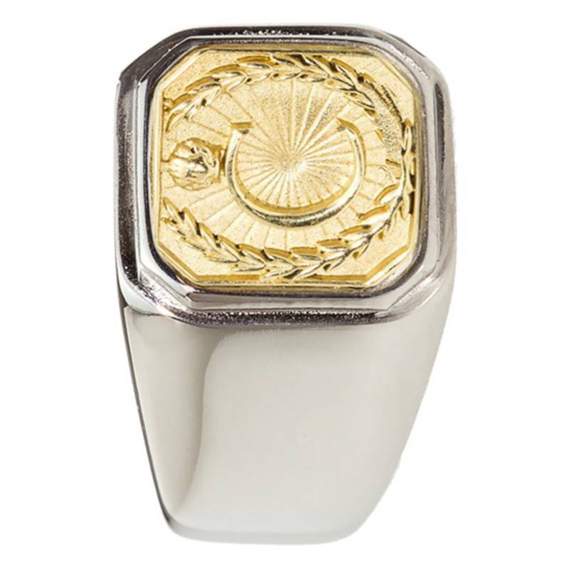 Steel and Brass Alphabet Signet Ring - Thomas V