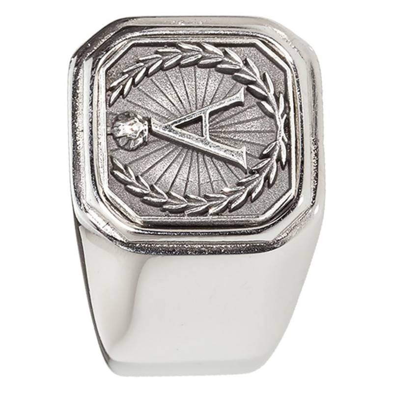 Stainless Steel and 925 Silver Alphabet Signet Ring - Thomas V