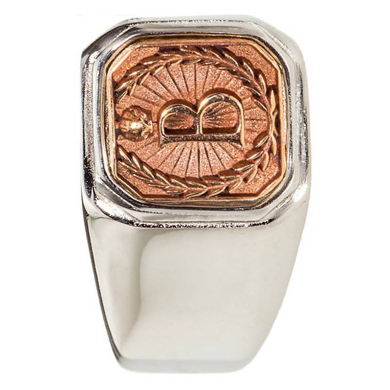 Steel and Bronze Alphabet Signet Ring - Thomas V
