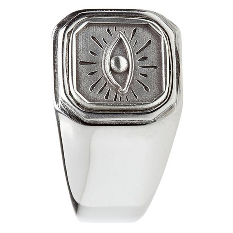 Steel and 925 Silver Eye Signet Ring - Thomas V