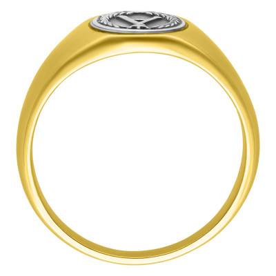 925 Sterling Silver & Gold-Plated Steel Oval Initial Signet Ring - Thomas V