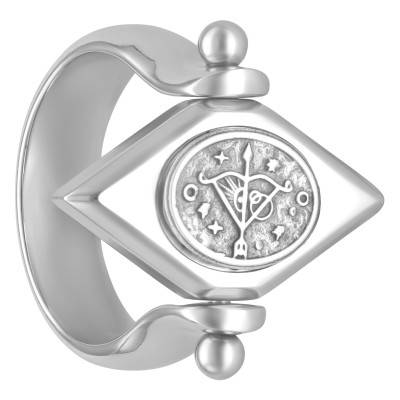 Steel and 925 Silver Zodiac Eye Signet Ring - Thomas V