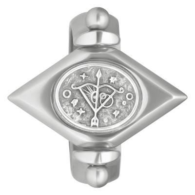 Steel and 925 Silver Zodiac Eye Signet Ring - Thomas V