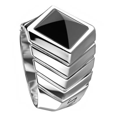 Bague Cosmopolitan Onyx Noir & Argent 925 ESA011-ON - Zancan