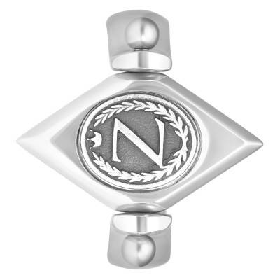 Eye Initial Steel & 925/1000 Silver Signet Ring - Thomas V