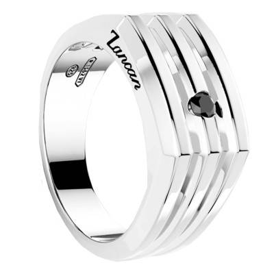 925 Silver & Black Spinel Insignia Signet Ring - ESA058 - Zancan