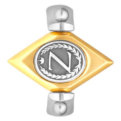 Eye Initial Steel & 925/1000 Gold-Plated Silver Signet Ring - Thomas V