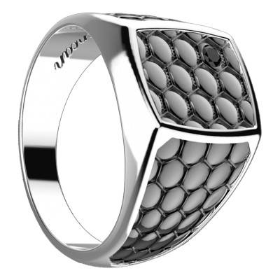 925 Silver Burnished Cosmopolitan Signet Ring - EXA169 - Zancan