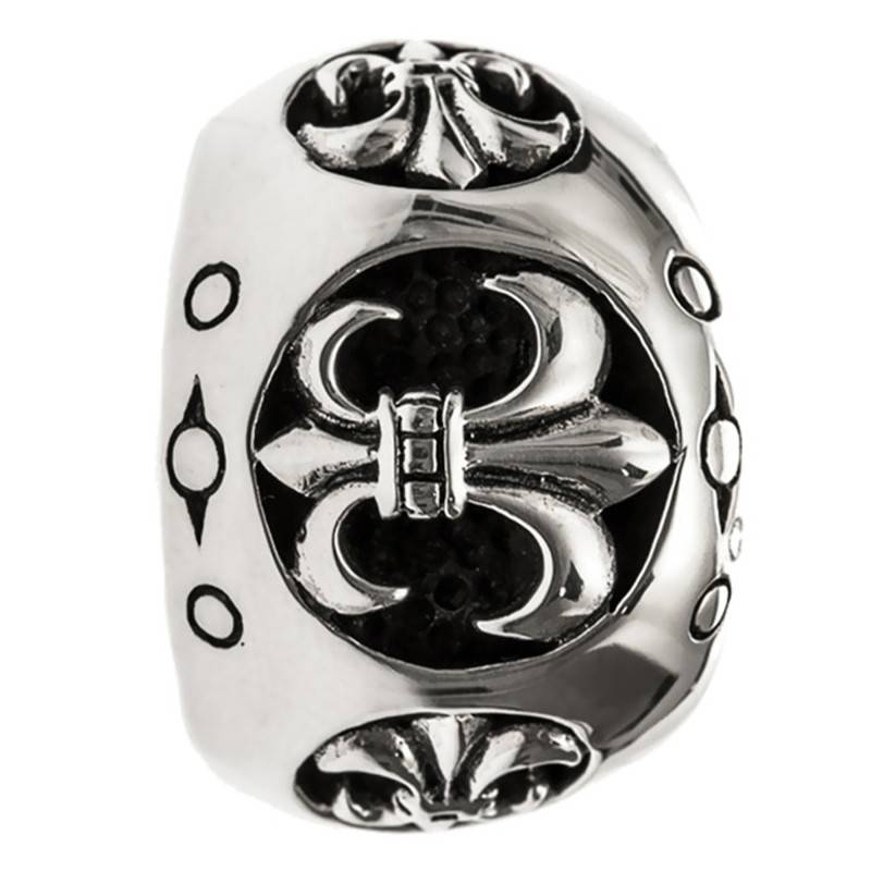 925 Silver Domed Royal Fleur-de-Lis Signet Ring - Orus Bijoux