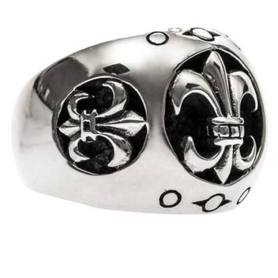 925 Silver Domed Royal Fleur-de-Lis Signet Ring - Orus Bijoux