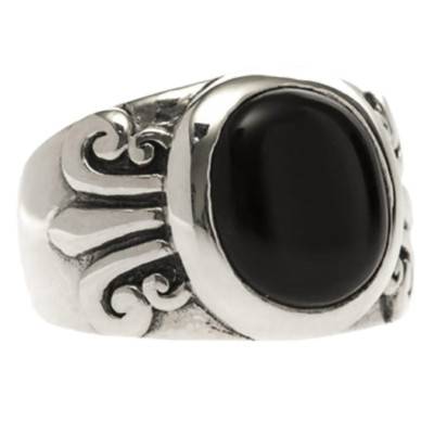 Chevalière ethnique orientale, Argent & Onyx - Orus Bijoux